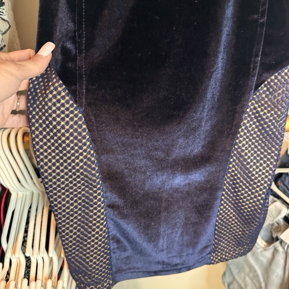 Papaya‎ Velvet Bustier BodyCon Dress Blue Velvet With Mesh Accents Size Large - Picture 9 of 9